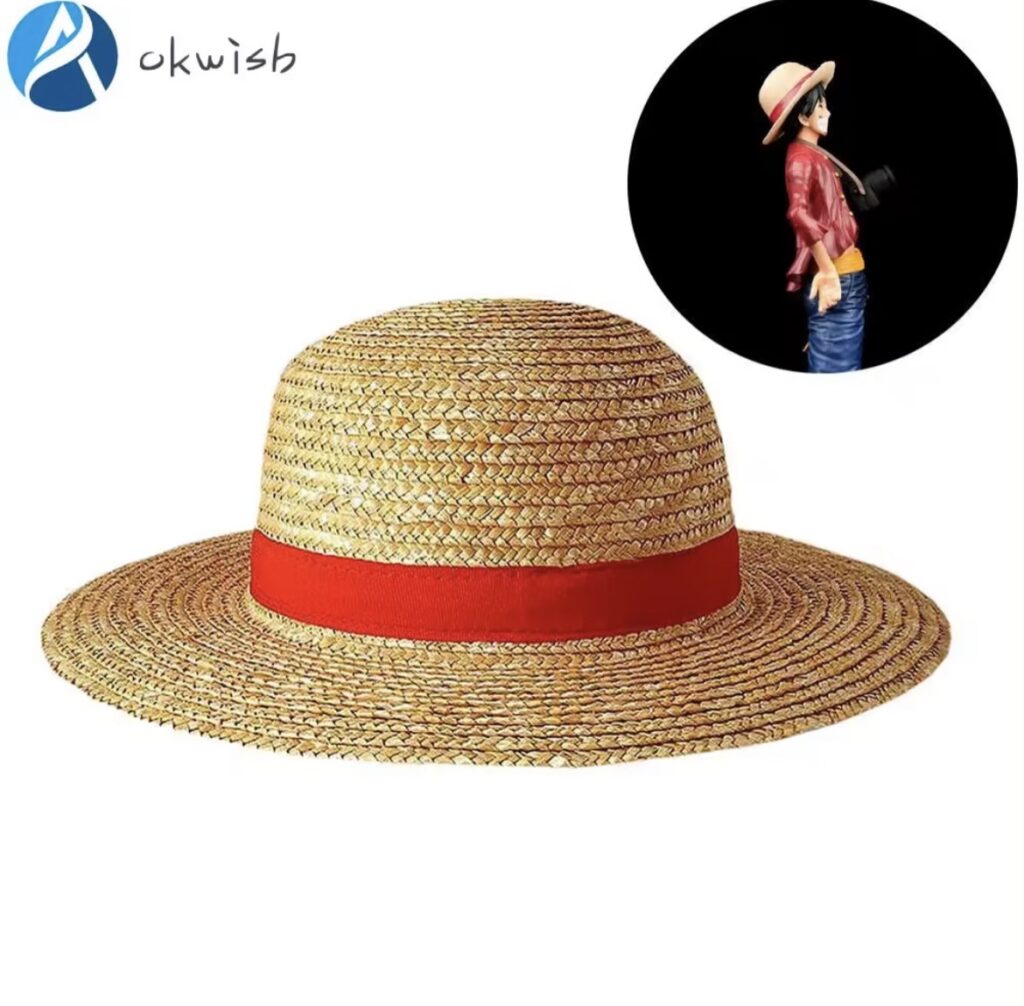 One piece Adult Cartoon Anime Cosplay Hat, Straw Sun Hat, Multipurpose Sunshade Hat for Luffy Straw Hat หมวกวันพีซ คอสเพลย์อะนิเมะการ์ตูนผู้ใหญ่,หมวกฟางกันแดดหมวกบังแดดอเนกประสงค์สำหรับหมวกฟางลูฟี่
